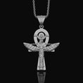 Load image into Gallery viewer, Silver Isis Necklace, Egyptian Goddess Charm, Hieroglyphic Ankh Pendant, Symbol of Life & Magic, Ancient Egypt Jewelry Polished Finish
