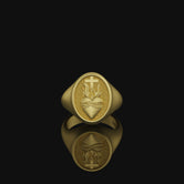 Sacred Heart Signet Ring Gold Finish