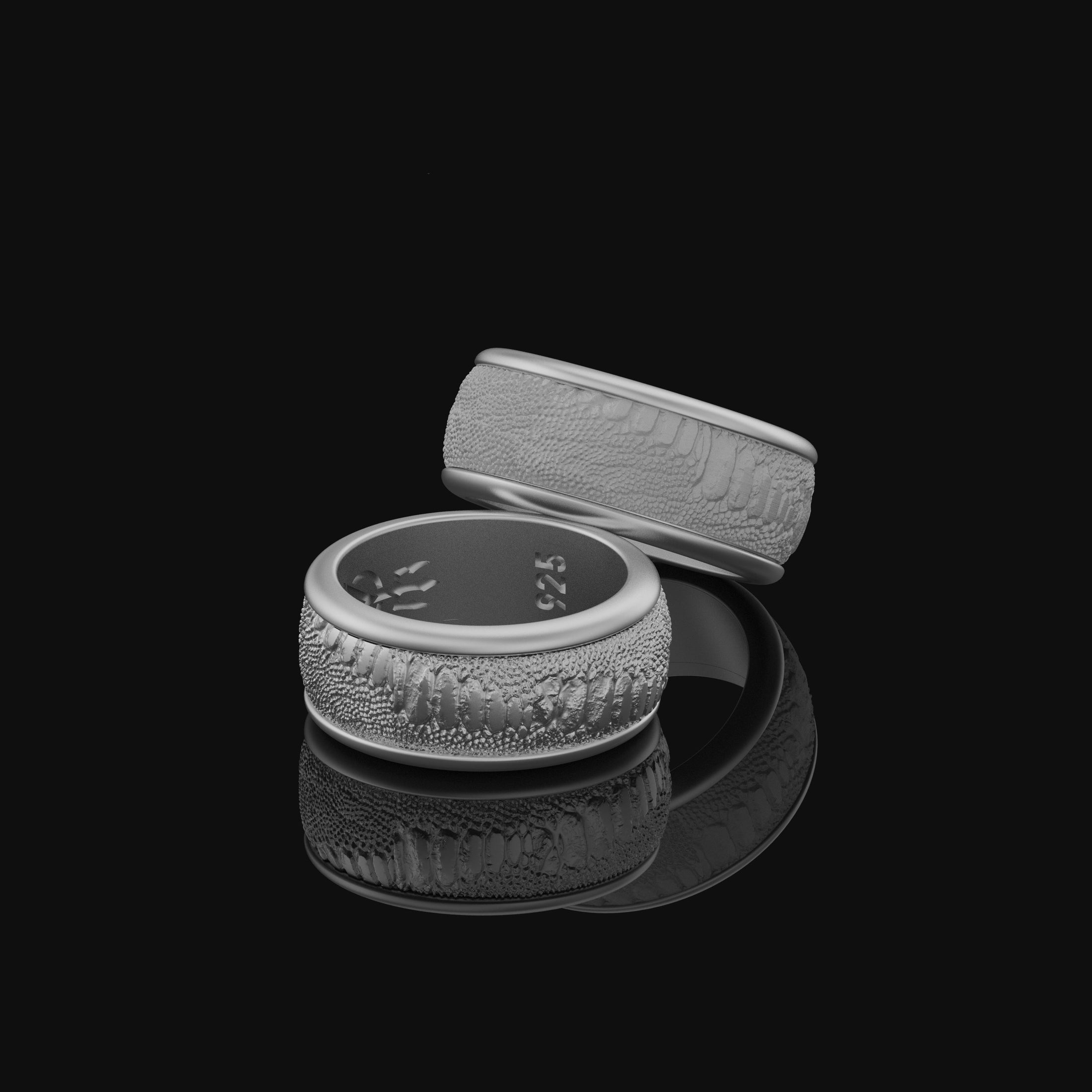 Rotating Lizard Skin Band - Engravable Polished Finish