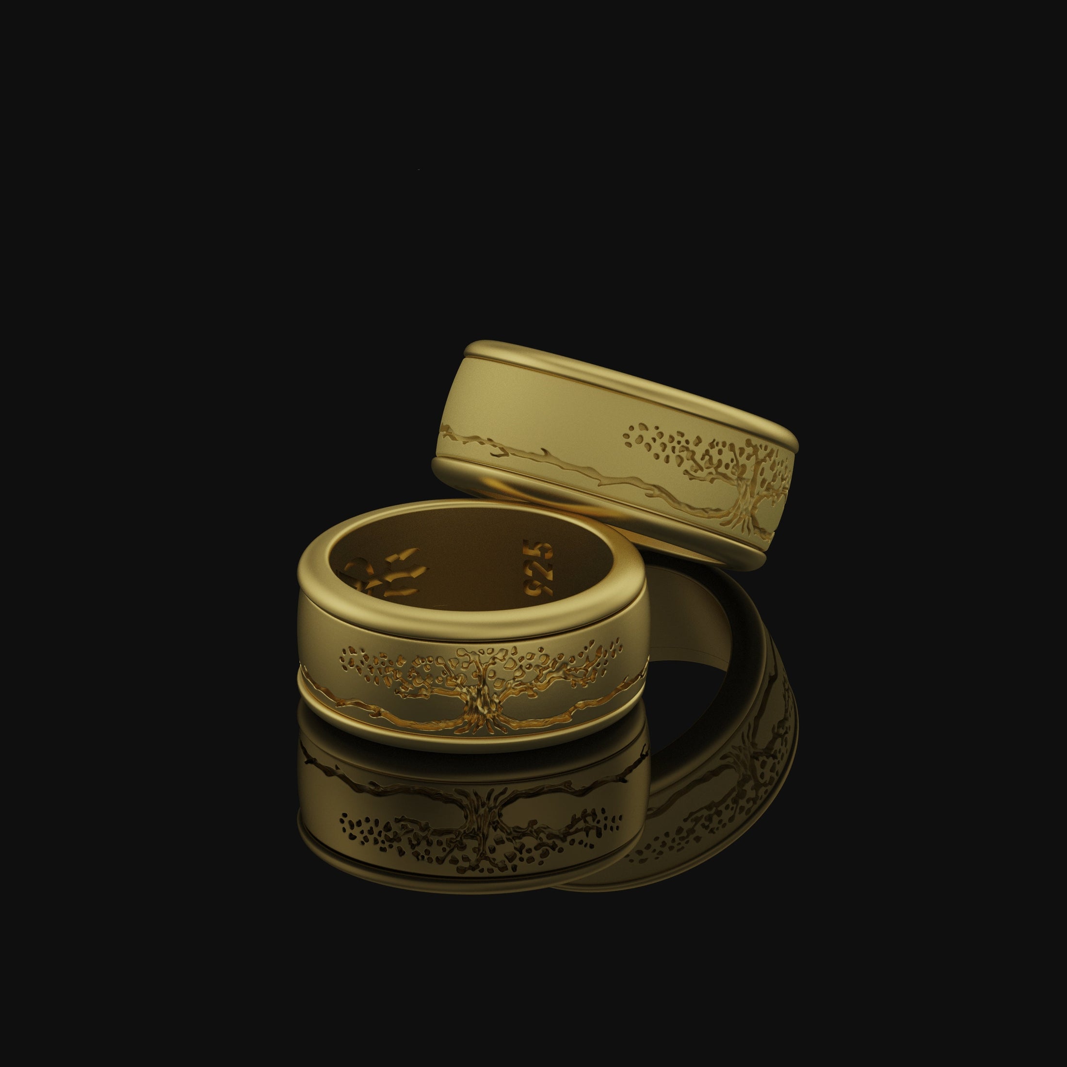 Rotating Yggdrasil Band - Engravable Gold Finish