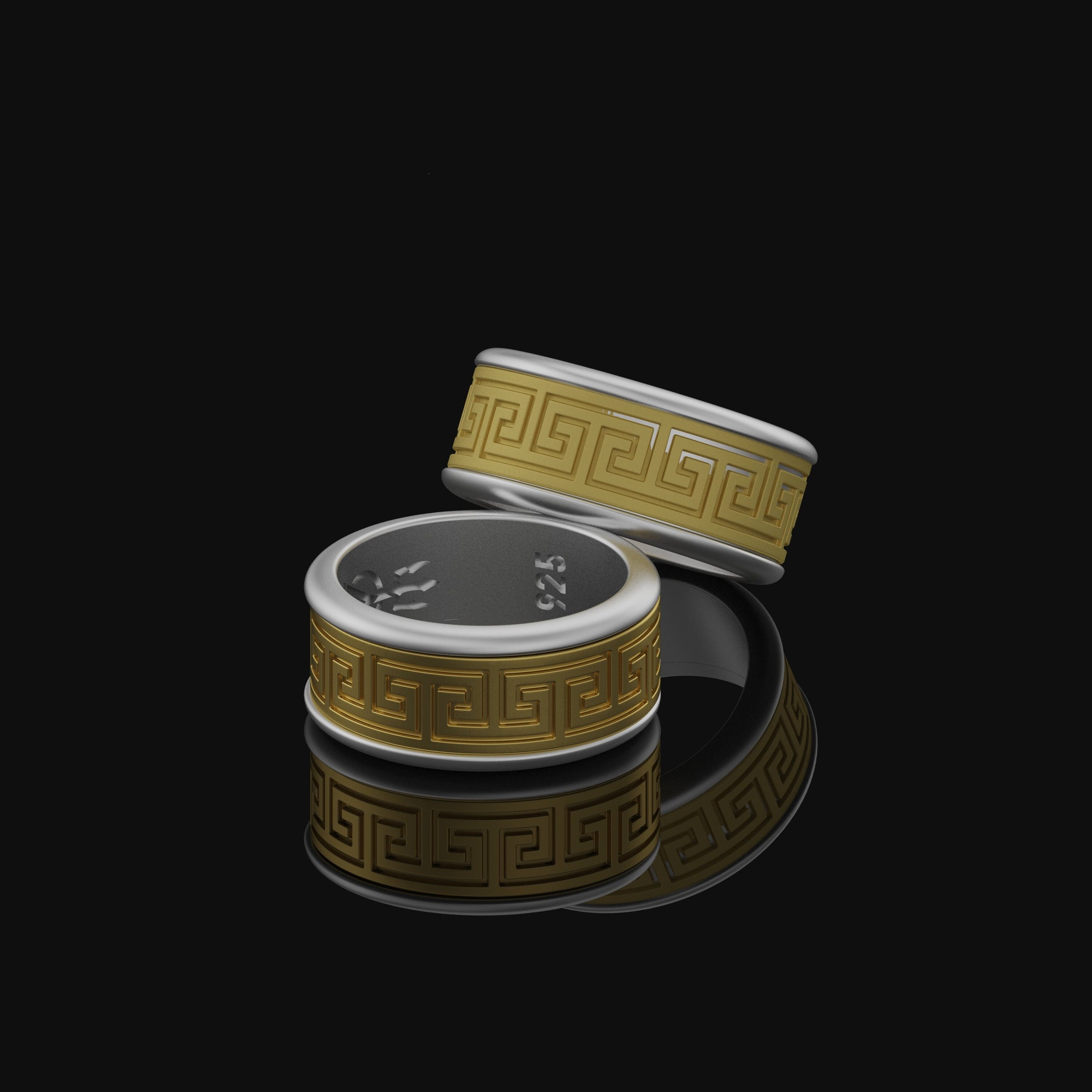 Rotating Greek Pattern Band - Engravable