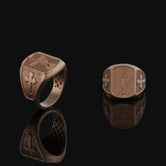 Saint Michael Defeating Satan Silver Ring, Cross Pattern Band, Men's Religious Jewelry, Christian Gift of Protection