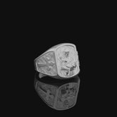 Saint Anthony Silver Ring, Patron of Lost Things, Men's Cross Pattern Band, Religious Christian Jewelry, Spiritual Gift Polished Finish