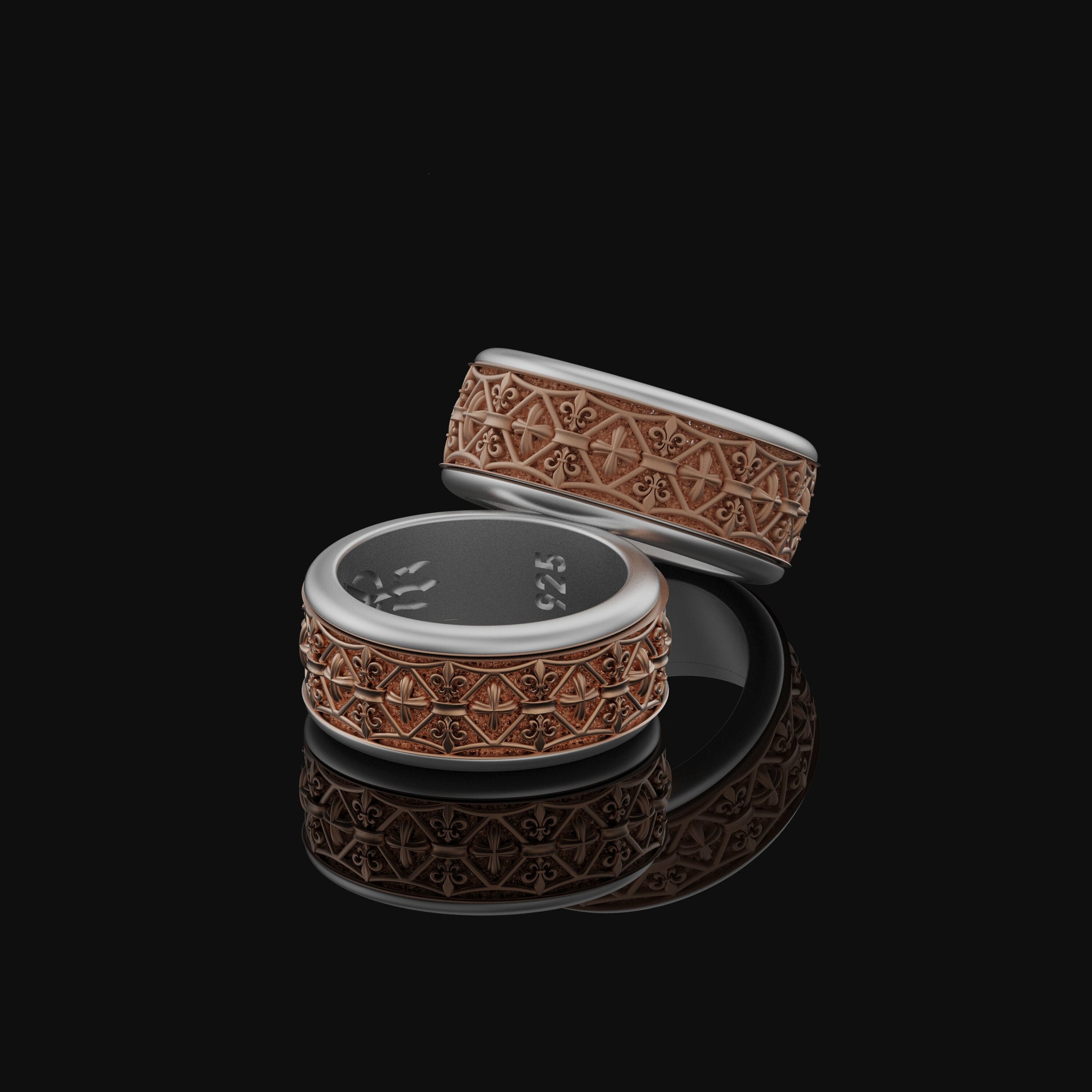 Rotating Fleur de Lis Band - Engravable