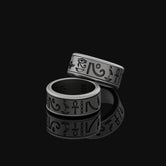 Rotating Hieroglyphic Band - Engravable Oxidized Finish