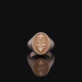 Sacred Heart Signet Ring Rose Gold Finish