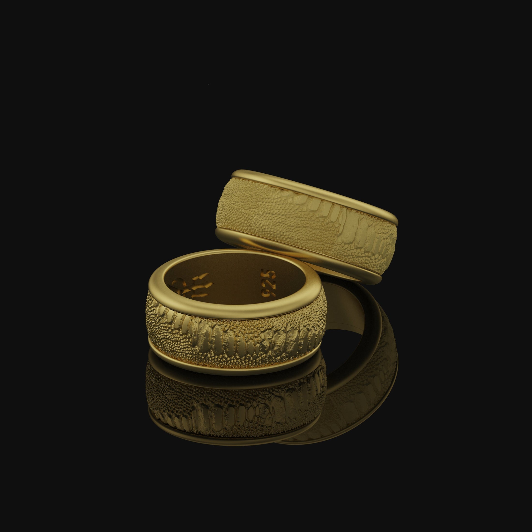 Rotating Lizard Skin Band - Engravable Gold Finish