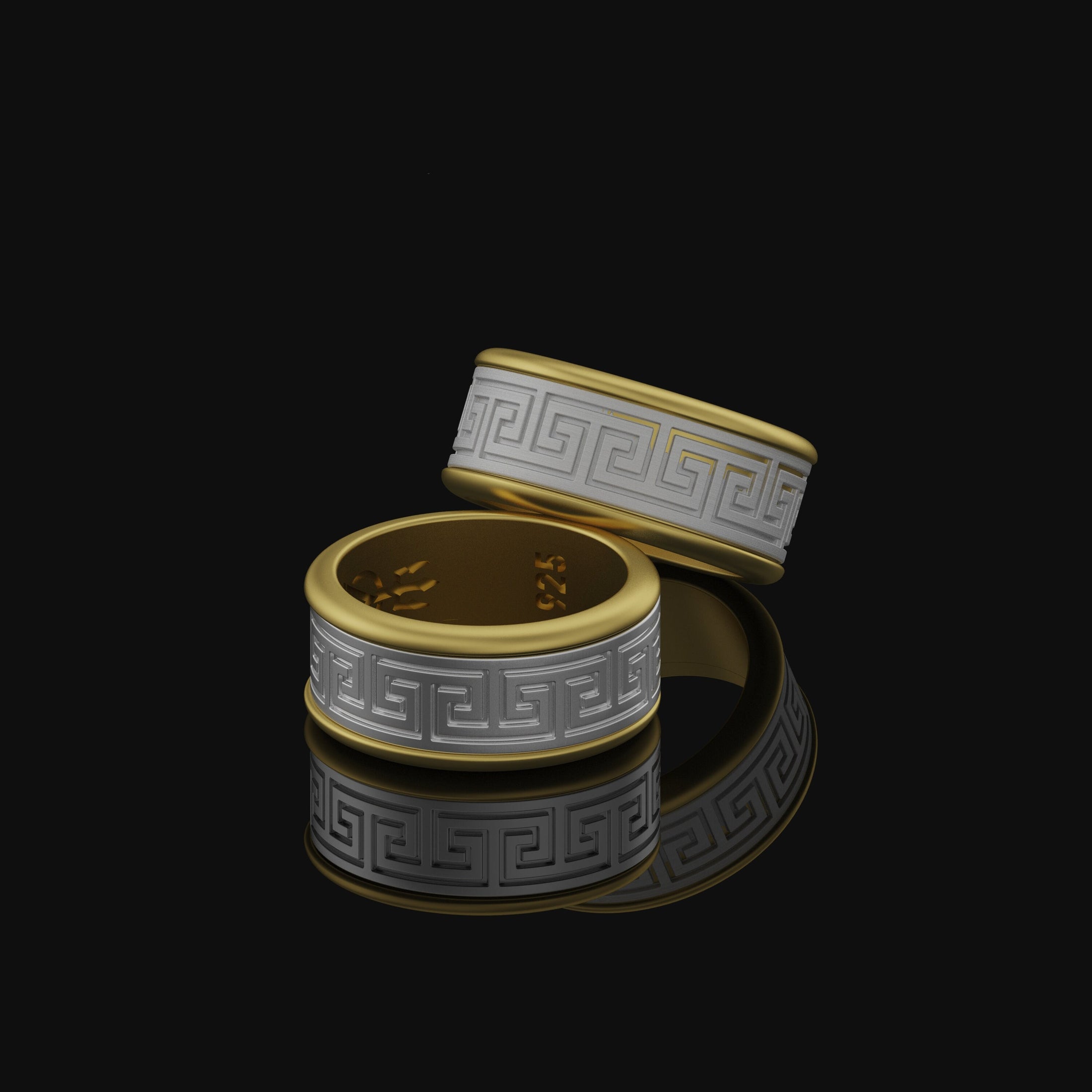 Rotating Greek Pattern Band - Engravable