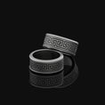 Load image into Gallery viewer, Rotating Greek Pattern Band - Engravable Oxidized Finish
