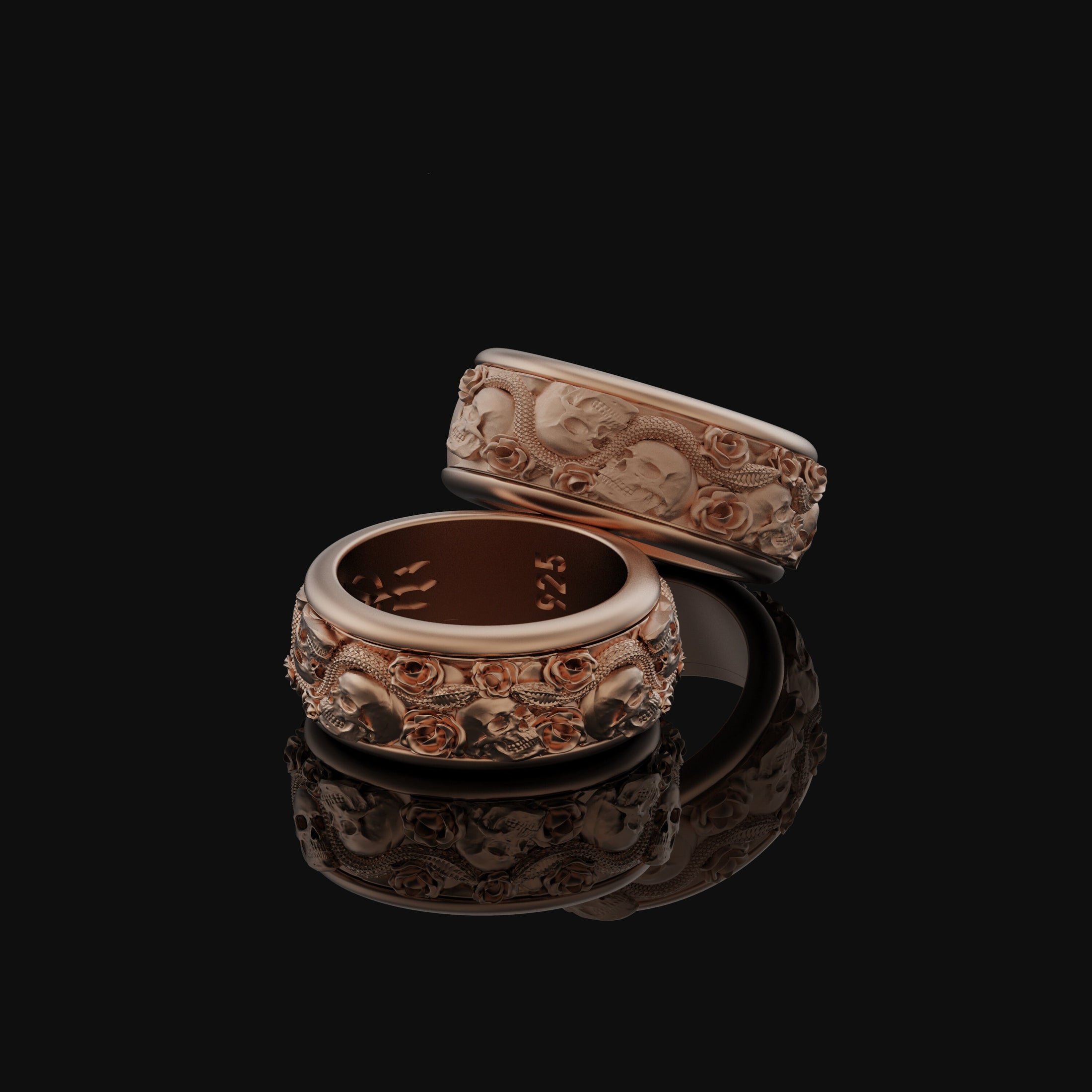 Rotating Gothic Band - Engravable Rose Finish