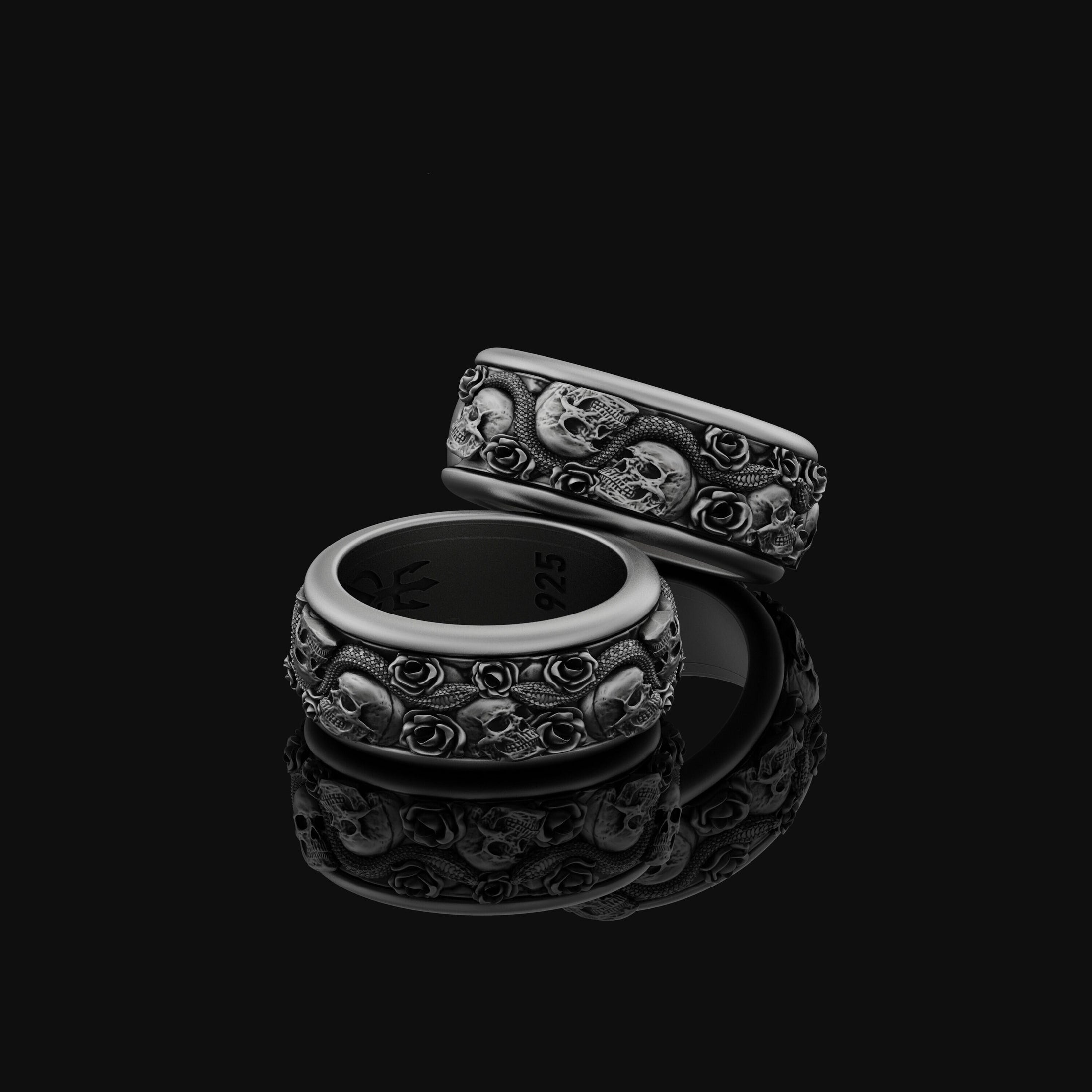 Rotating Gothic Band - Engravable Oxidized Finish