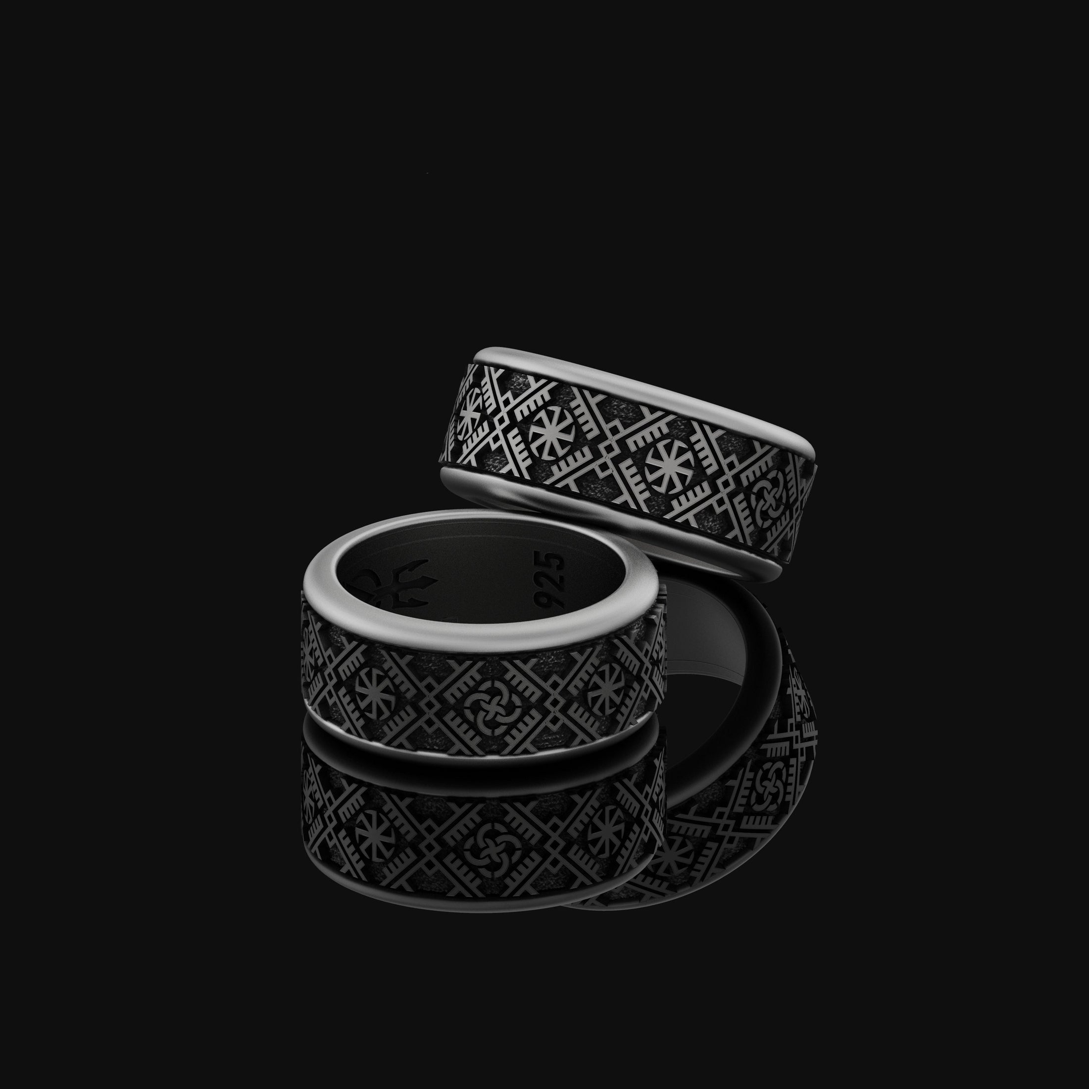 Rotating Kolovrat Band - Engravable Oxidized Finish