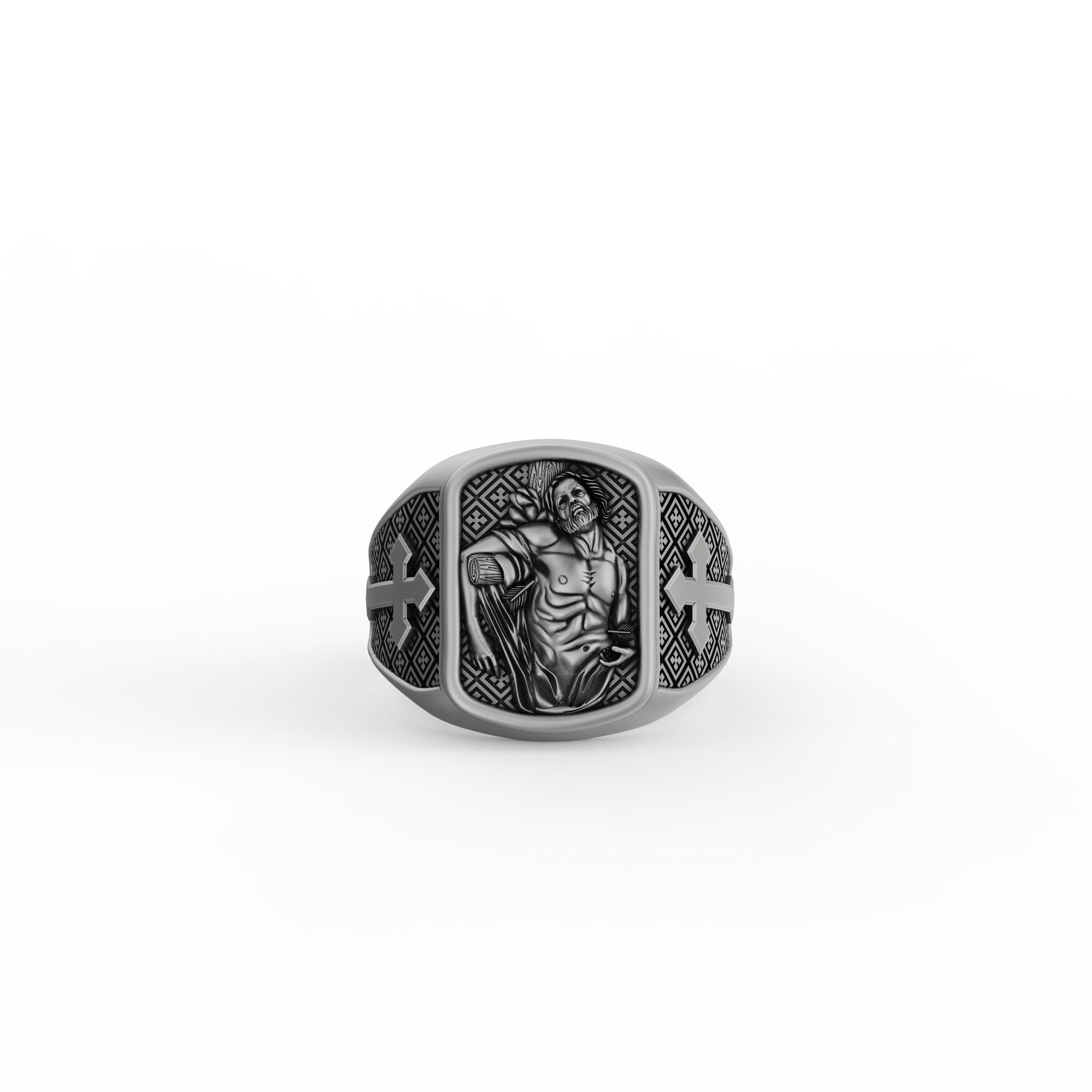 St. Sebastian Ring - Christian Protector Jewelry, Religious Gift, Faithful Symbol, Patron Saint Band